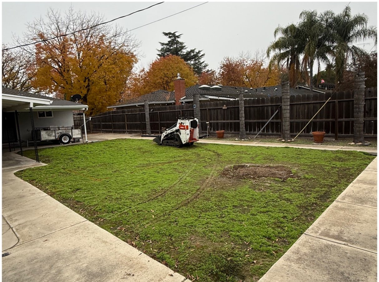 Sod removal & ground prep — before
